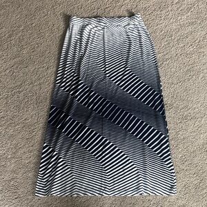 Chico's Navy and White Patterned Maxi Skirt